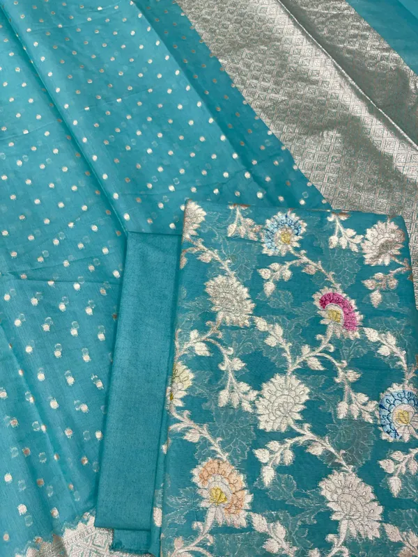Pure_Mercerised_Seagreen_Floral_Minakari_Handbrush_Jaal_With_Chunri_Booti_Dupatta_Skl_Pmh3
