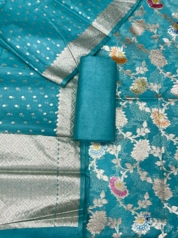 Pure_Mercerised_Seagreen_Floral_Minakari_Handbrush_Jaal_With_Chunri_Booti_Dupatta_Skl_Pmh3