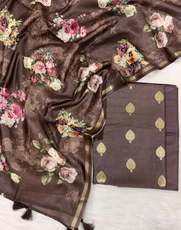 Brown_Pure_Mercerise_Floral_Zari_Booti_Banarasi_Suit_with_Digital_Print_Dupatta_1000SKL_MSD3