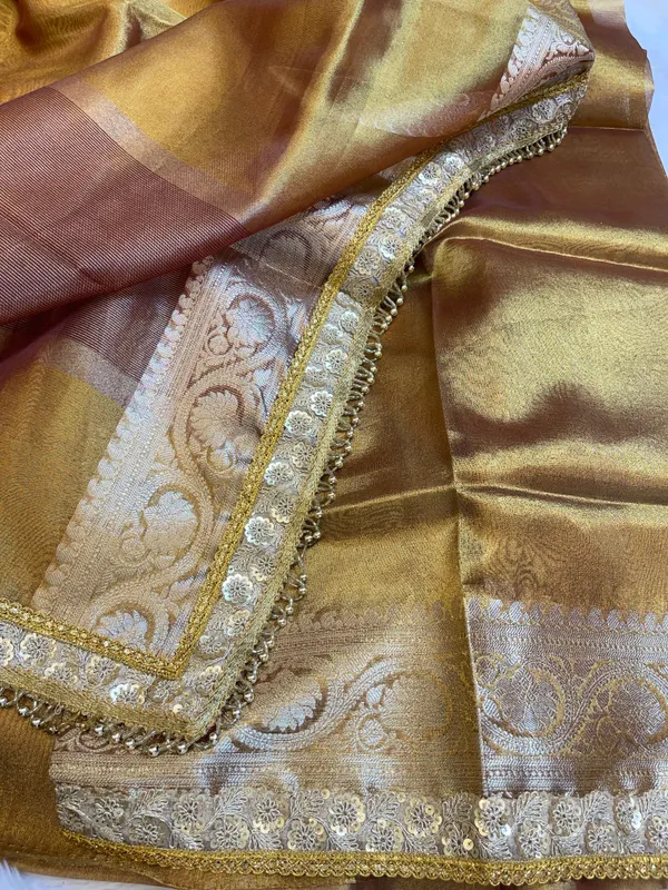Light_Brown_Tissue_Silk_Plain_Contrast_Brown_Pallu_Banarasi_Saree_with_Lace_work_Border_BFS_TL8