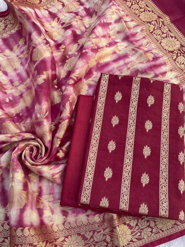 Wine_Mercerise_Cotton_Stripe_Zari_Booti_Banarasi_Suit_Set_with_Marble_Dye_Dupatta_12SKL_CH12