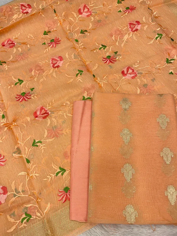 Orange_Linen_Silk_Floral_Zari_Booti_with_Embroidery_Jaal_Dupatta_Banarasi_Suit_11SKL_LNE2