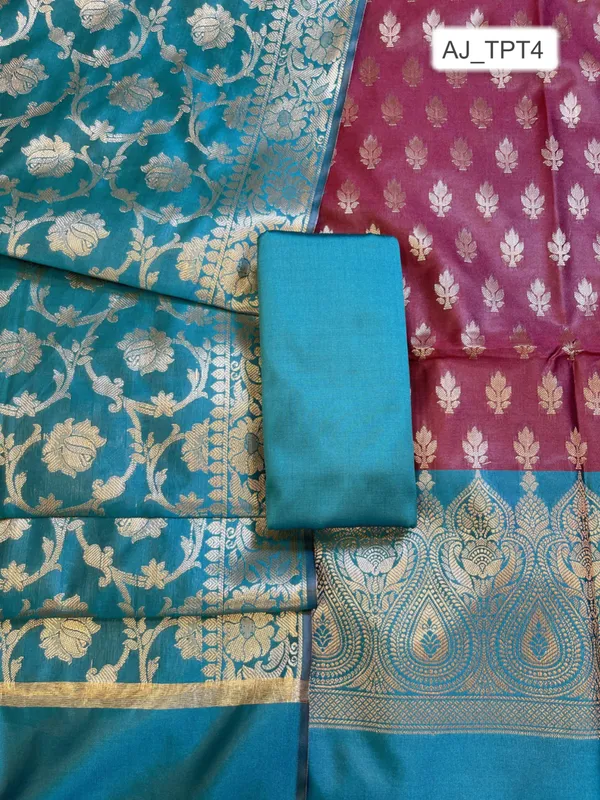 Maroon_Art_Silk_Floral_Zari_Booti_Contrast_Banarasi_Suit_with_Seagreen_Dupatta_625AJ_TPT4