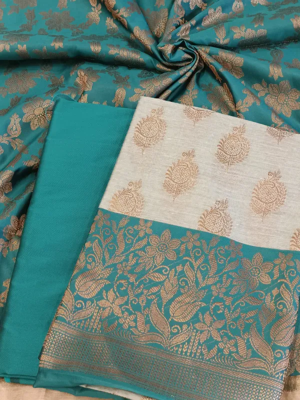 Light_seagreen_Cotton_Floral_Zari_Booti_with_Contrast_Seagreen_Silk_Border_Banarasi_Suit_525IM_CTN9