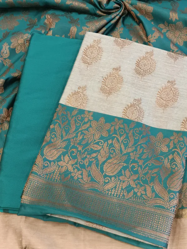 Light_seagreen_Cotton_Floral_Zari_Booti_with_Contrast_Seagreen_Silk_Border_Banarasi_Suit_525IM_CTN9