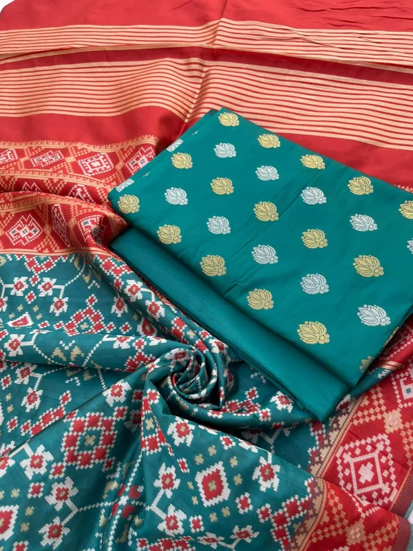 Seagreen_Katan_Silk_Silver_Gold_Zari_With_Patola_Weave_Dupatta_Skl_Ks16