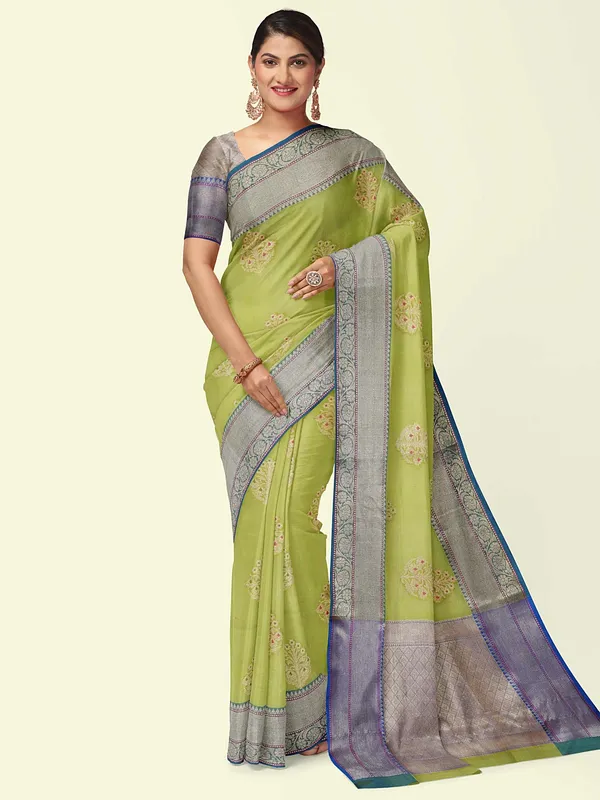 Green_Cotton_Blend_Banarasi_Sarees_For_Women_GEHKR_75