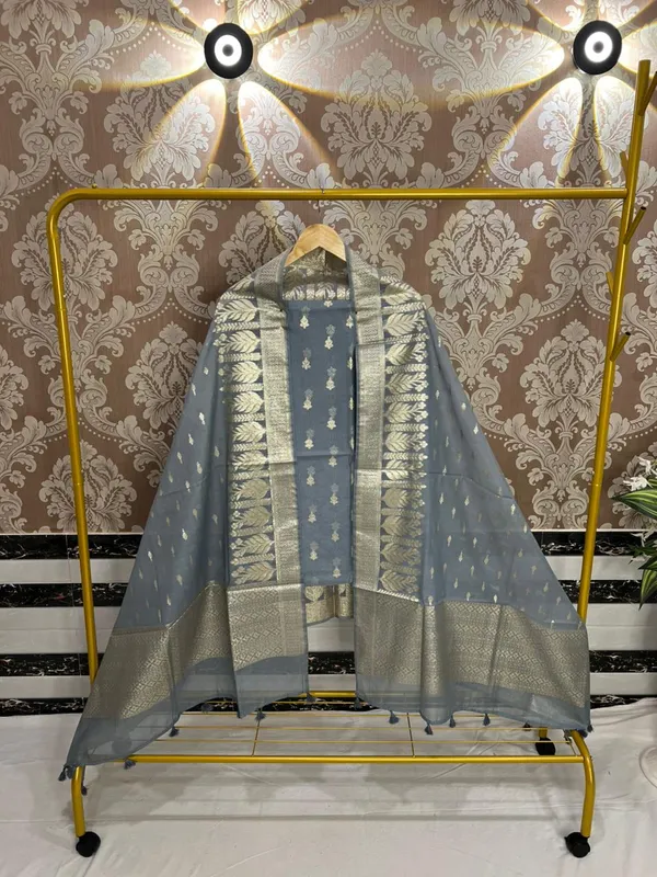 Grey_Chanderi_Lorex_weave_Zari_Booti_Banarasi_Suit_with_Chunri_Booti_Dupatta_1350ASG_CHL1