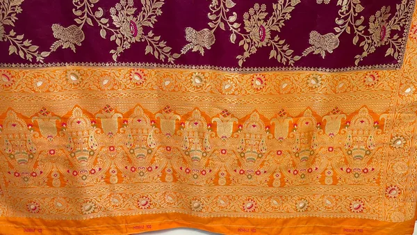 Humairah_Presents_Brown_Dupion_Silk_Floral_Mina_Zari_Jaal_with_Contrast_Mustard_Paithani_Mina_Zari_Pallu_Zari_Border_and_Mustard_Blouse