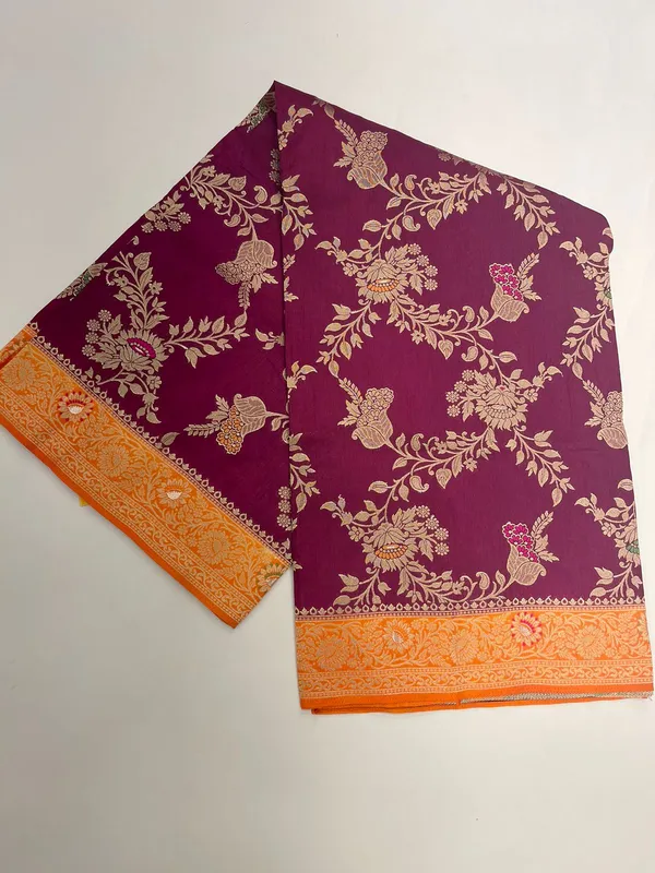 Humairah_Presents_Brown_Dupion_Silk_Floral_Mina_Zari_Jaal_with_Contrast_Mustard_Paithani_Mina_Zari_Pallu_Zari_Border_and_Mustard_Blouse