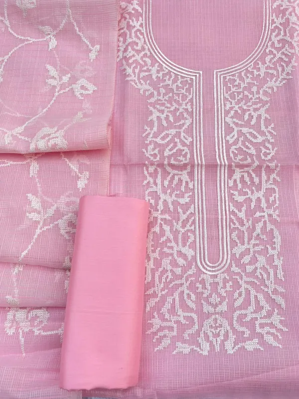 Pink_Kota_check_Necklace_Banarasi_Suit_with_White_Thread_Embroidery_1200SKL_KNE4