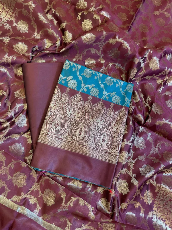 Seagreen_Art_Silk_Floral_Zari_Jaal_Contrast_Banarasi_Suit_with_Maroon_Dupatta_625AJ_TPT20
