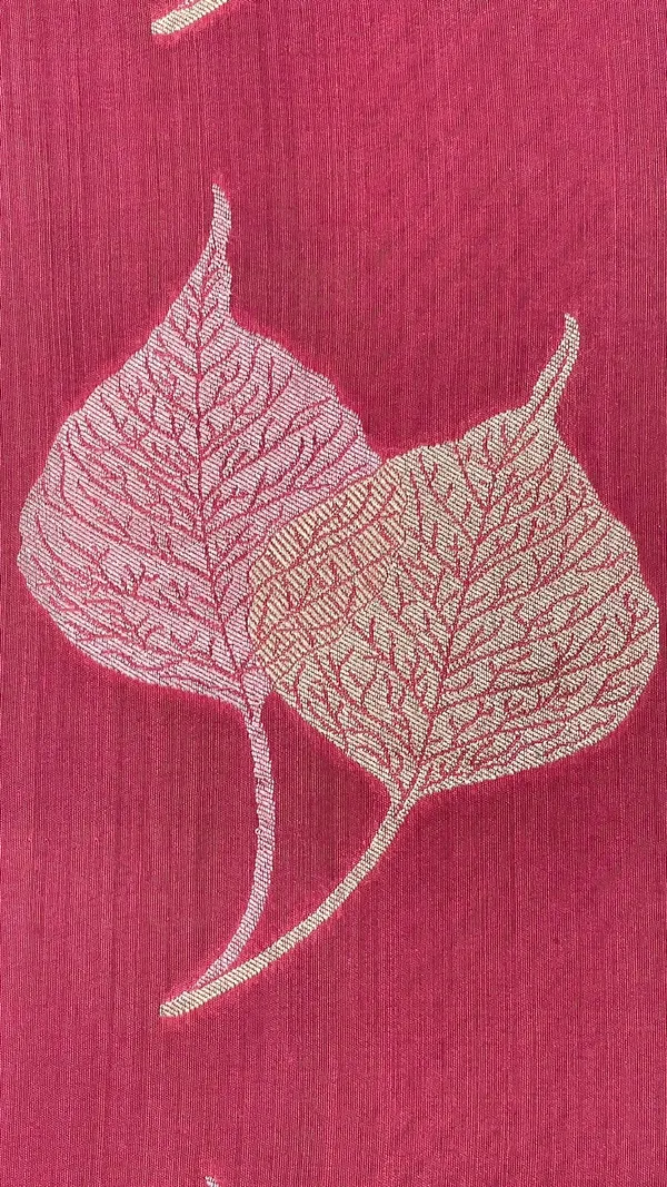 Humairah_Presents_Baby_Pink_Tussar_Silk_Floral_Sona_Rupa_Leaf_Boota_with_Contrast_Blue_Banarasi_Pallu_Zari_Border_and_Blue_Blouse