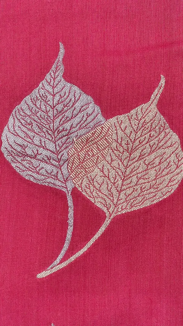 Humairah_Presents_Baby_Pink_Tussar_Silk_Floral_Sona_Rupa_Leaf_Boota_with_Contrast_Blue_Banarasi_Pallu_Zari_Border_and_Blue_Blouse