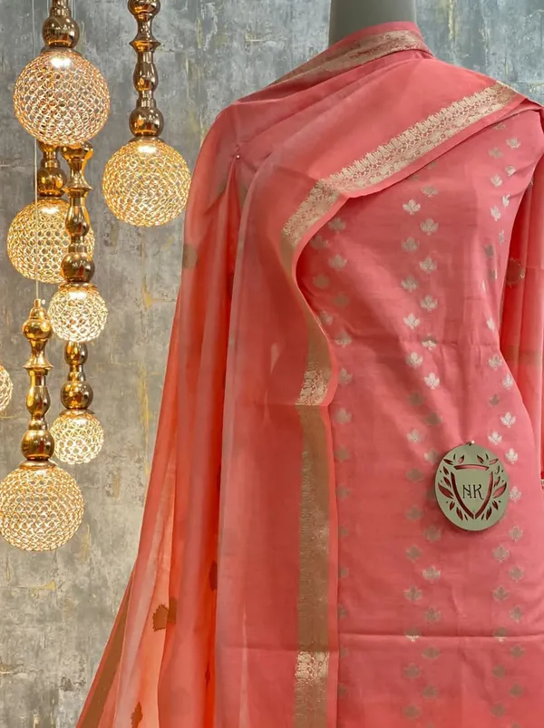 Peach_Cotton_Silk_Banarasi_Suit_with_Silver_Zari_Booti_&_Elegant_Tassel_Dupatta_1050SKL_CSP1