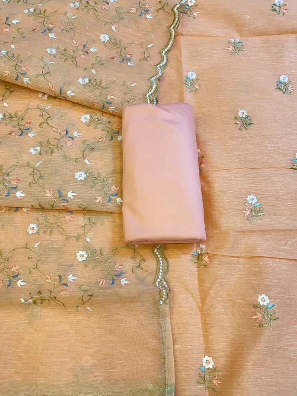 Peach_Linen_Silk_Resham_Booti_Banarasi_Suit_with_Embroidery_Dupatta_11SKL_LNEM3