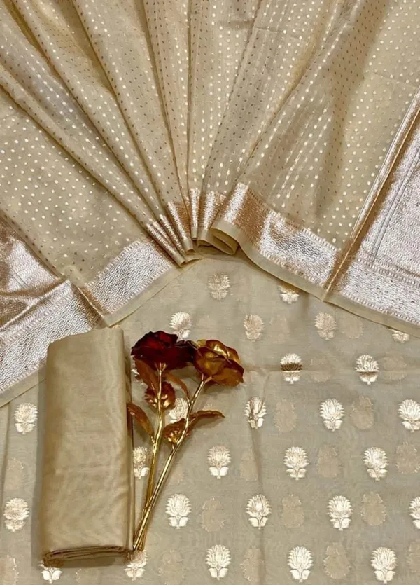 Beige_Pure_Mercerised_Banarasi_Suit_with_Lorex_Weaving_&_Floral_Booti_Dupatta_1100SKL_MSL1