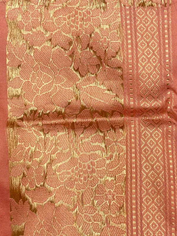 Pure_Handloom_Peach_Katan_Silk_Gold_and_Silver_Zari_Aada_Stripe_Kadhwa_Banarasi_3_pcs_Suit_Set