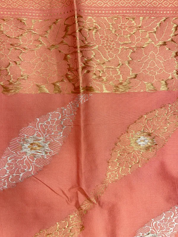Pure_Handloom_Peach_Katan_Silk_Gold_and_Silver_Zari_Aada_Stripe_Kadhwa_Banarasi_3_pcs_Suit_Set