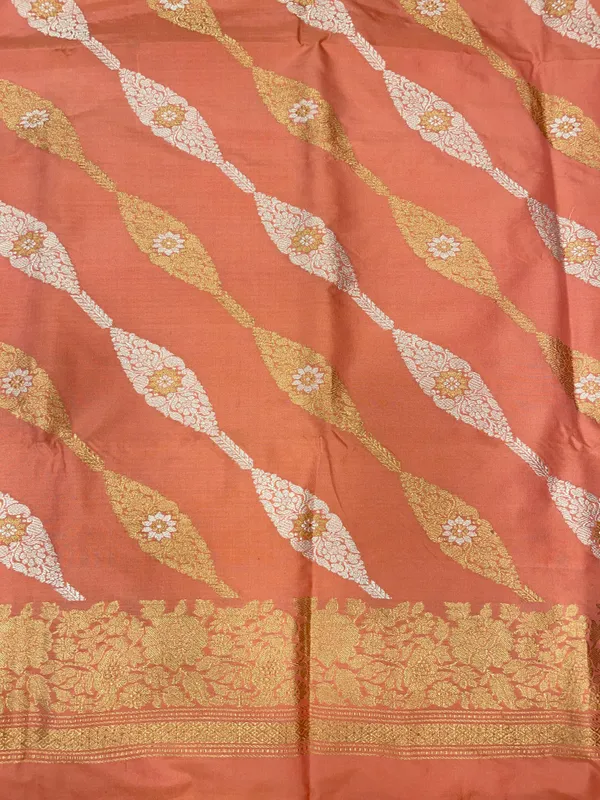 Pure_Handloom_Peach_Katan_Silk_Gold_and_Silver_Zari_Aada_Stripe_Kadhwa_Banarasi_3_pcs_Suit_Set
