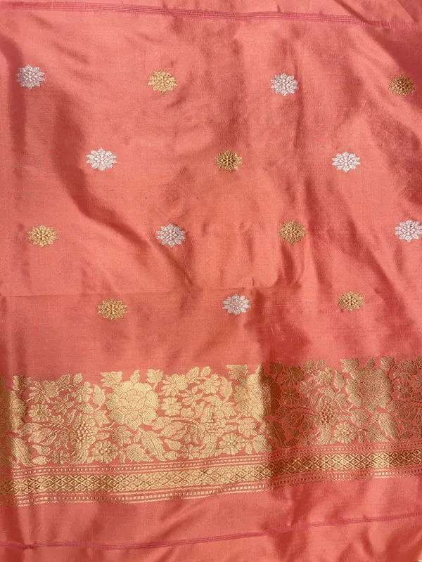 Pure_Handloom_Peach_Katan_Silk_Gold_and_Silver_Zari_Aada_Stripe_Kadhwa_Banarasi_3_pcs_Suit_Set