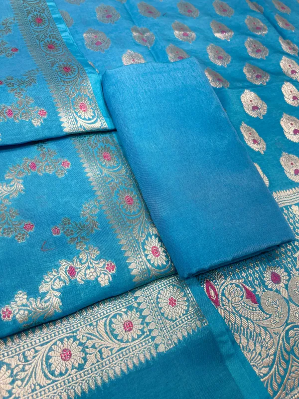 Puresilk_Handloom_Blue_Viscose_Silk_Banarasi_3_pcs_Suit_Set_RHN_VS9