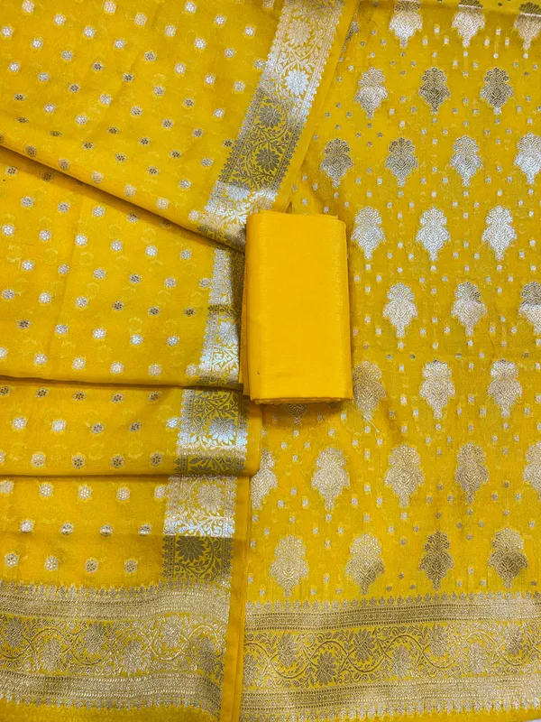 Yellow_Georgette_Silver_Zari_Banarasi_3_pcs_Suit_Set_1200SKL_GE2