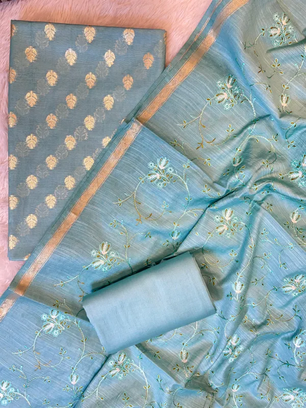 Light_Blue_Mercerise_Cotton_Floral_Zari_Booti_with_Embroidery_Dupatta_Banarasi_Suit_125IM_PCME4