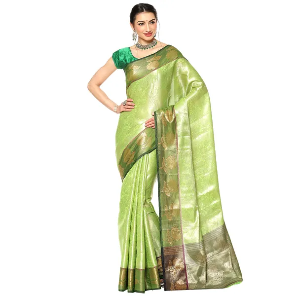 Lime_Green_Kanchi_Silk_Banarasi_Sarees_For_Women_GEBE11