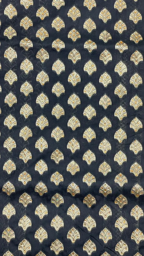 Humairah_Presents_Black_Satin_Silk_Floral_Zari_Booti_Heavy_Stone_Work_Banarasi_Saree_with_Checkered_Pallu_Skirt_Zari_and_Black_Blouse
