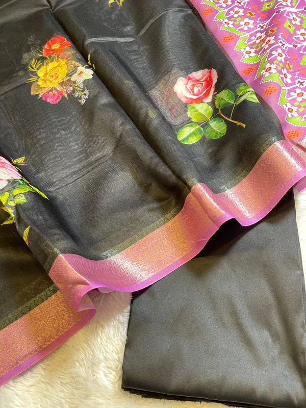 Black_Plain_Mercerised_Silk_Banarasi_Suit_Set_with_Contrast_Purple_Digital_Print_Dupatta_650SKL_MS3