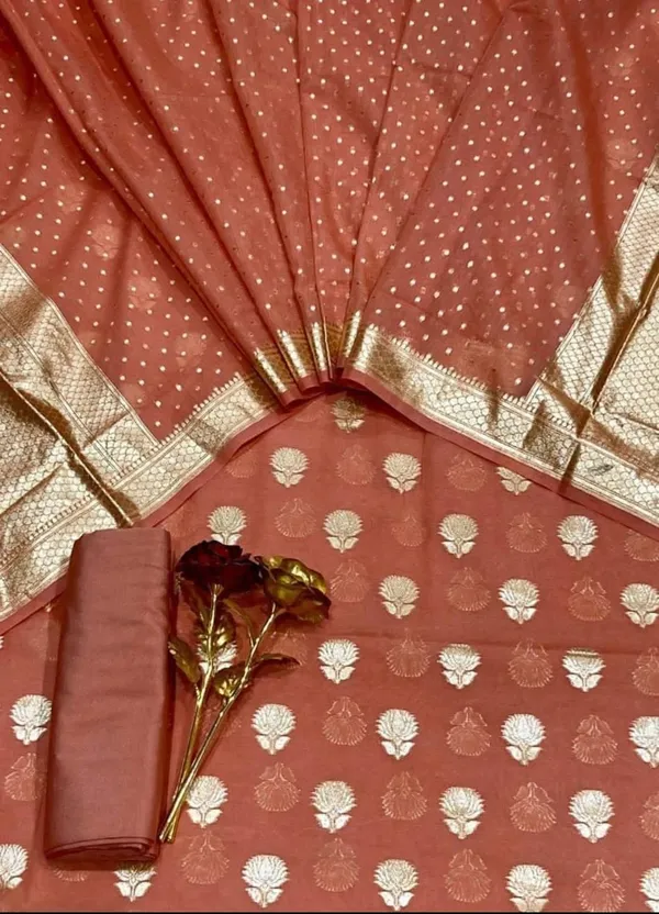 Peach_Pure_Mercerised_Banarasi_Suit_with_Lorex_Weaving_&_Floral_Booti_Dupatta_1100SKL_MSL13