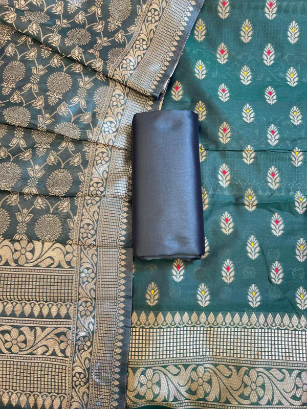 Bottle_Green_Butter_Silk_Zari_Mina_Booti_Banarasi_3_pcs_Suit_Set_600SKL_BS3