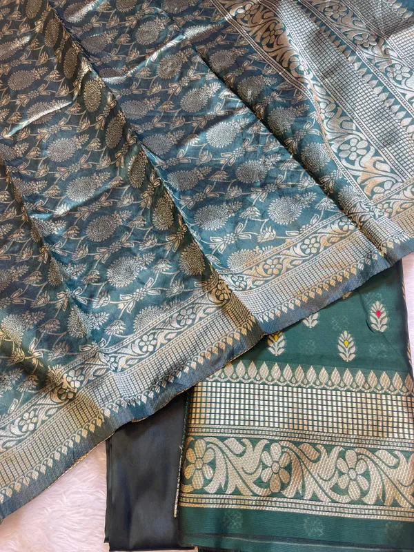 Bottle_Green_Butter_Silk_Zari_Mina_Booti_Banarasi_3_pcs_Suit_Set_600SKL_BS3