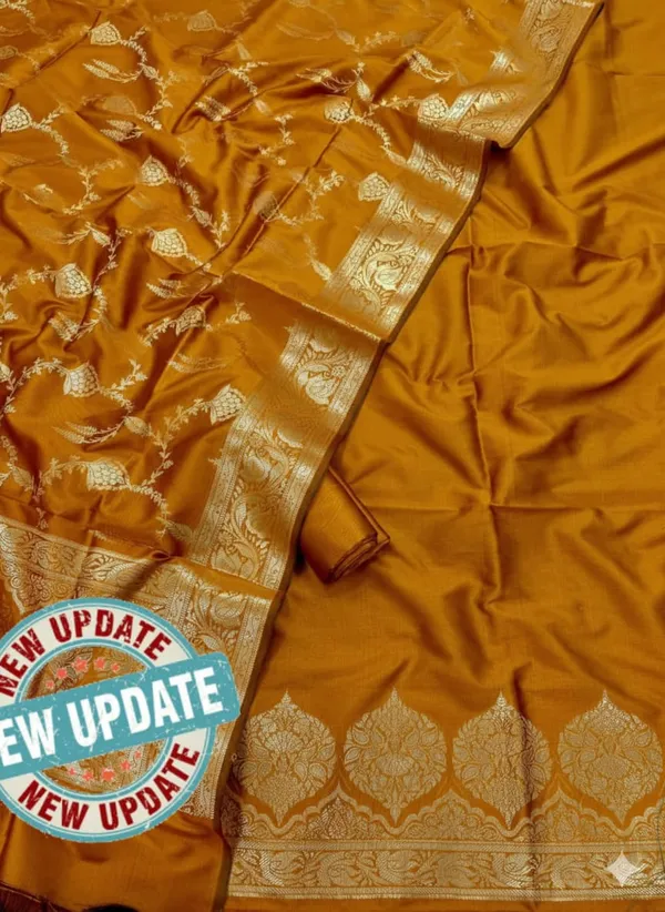 Mustard_Gold_Katan_Silk_Plain_Zari_Daman_Border_Banarasi_Suit_with_Floral_Zari_Jaal_Dupatta_800SKL_KSP14