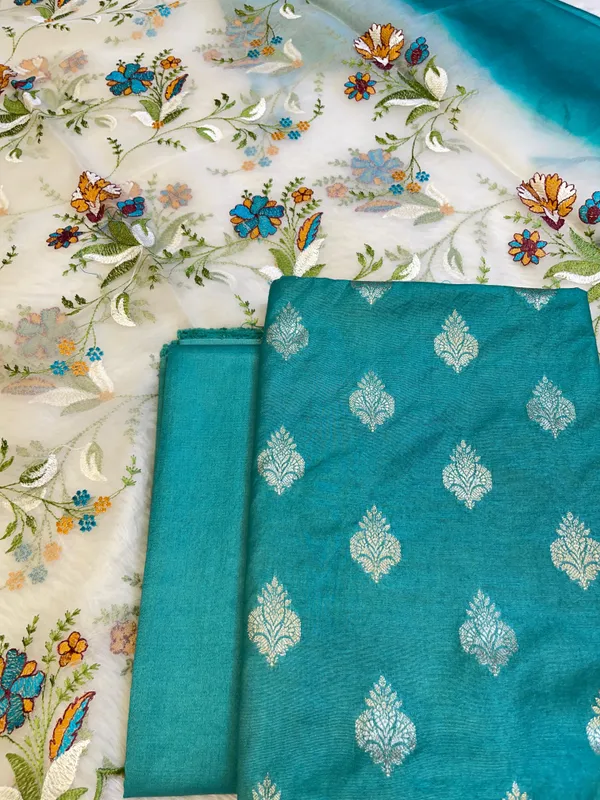 Seagreen_Cotton_Silk_Dyable_Floral_Zari_Booti_with_Embroidered_Dupatta_Banarasi_3_pcs_Suit_Set_14IM_DCS16