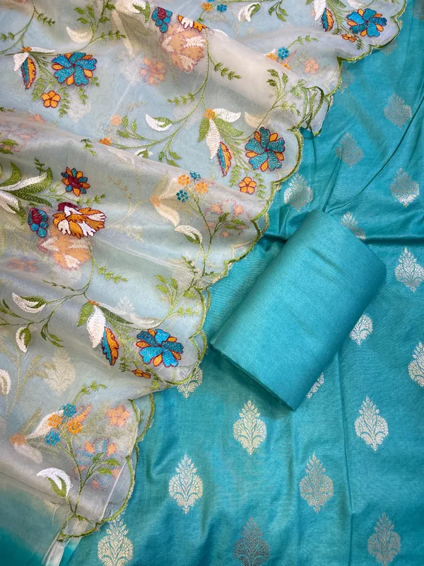 Seagreen_Cotton_Silk_Dyable_Floral_Zari_Booti_with_Embroidered_Dupatta_Banarasi_3_pcs_Suit_Set_14IM_DCS16