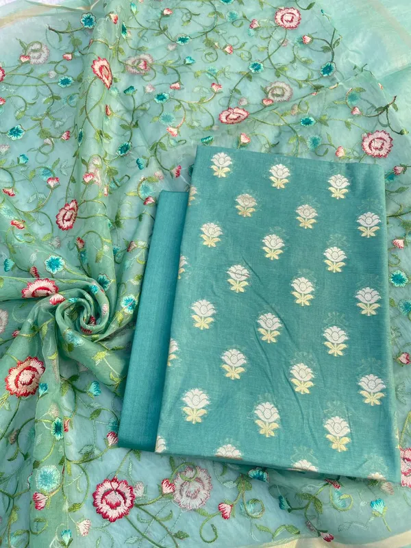 Seagreen_Pink_Pure_Mercerise_Silk_Silver_Gold_Zari_Booti_with_Organza_Embroidery_Dupatta_Suit_Set_1250SKL_PME29