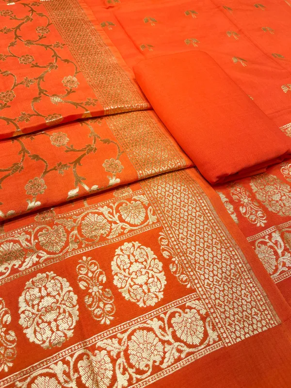Puresilk_Handloom_Orange_Cotton_Banarasi_3_pcs_Suit_Set_RHN_CTN3