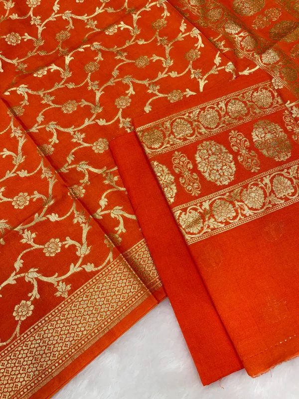 Puresilk_Handloom_Orange_Cotton_Banarasi_3_pcs_Suit_Set_RHN_CTN3