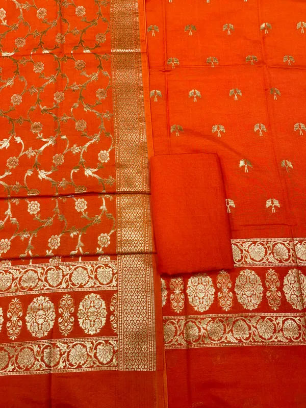 Puresilk_Handloom_Orange_Cotton_Banarasi_3_pcs_Suit_Set_RHN_CTN3