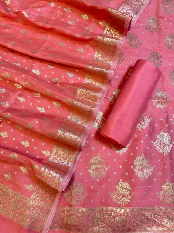 Peach_Semi_Silk_Floral_Rose_Booti_Banarasi_Suit_900AJ_SSLK15