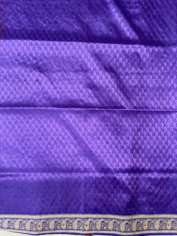 Humairah_Presents_Pink_Tanchoi_Silk_Low_Stone_Work_with_Contrast_Purple_Pallu_Zari_Border_and_Purple_Blouse