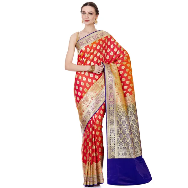 Humairah_Presents_Red_Satin_Silk_Saree_With_Blouse_Piece(JA43)