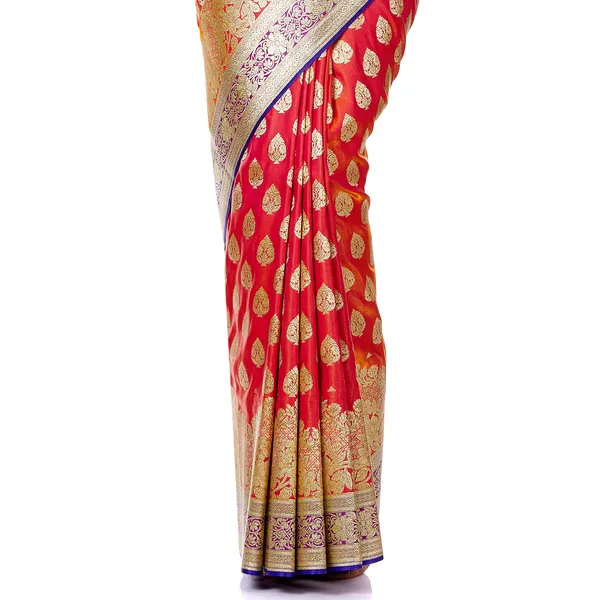 Humairah_Presents_Red_Satin_Silk_Saree_With_Blouse_Piece(JA43)