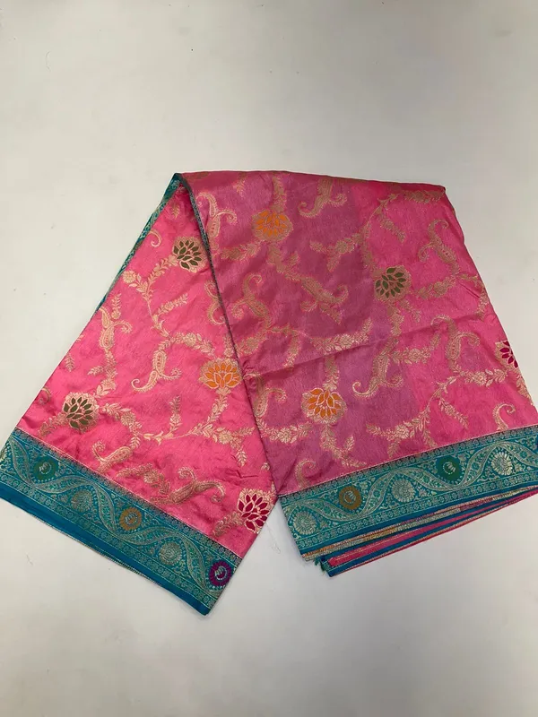 Humairah_Presents_Baby_Pink_Dupion_Silk_Floral_Mina_Zari_Jaal_with_Contrast_Sea_Green_Paithani_Mina_Zari_Pallu_Zari_Border_and_Sea_Green_Blouse