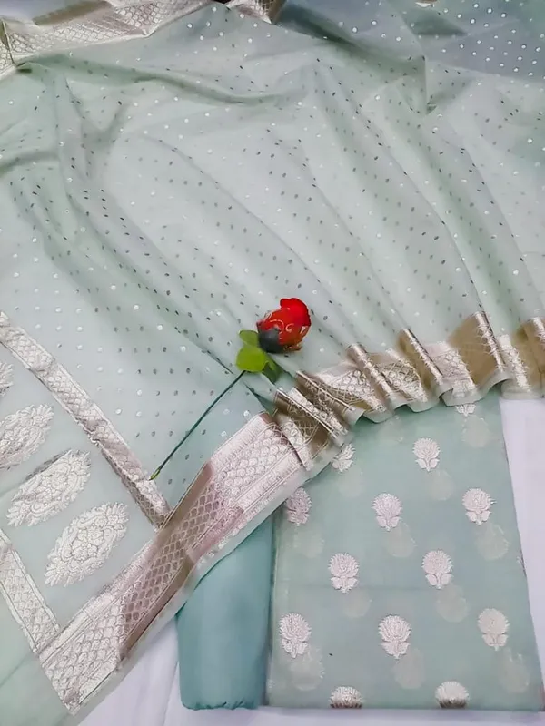 Seagreen_Pure_Mercerised_Banarasi_Suit_with_Lorex_Weaving_&_Floral_Booti_Dupatta_1100SKL_MSL10