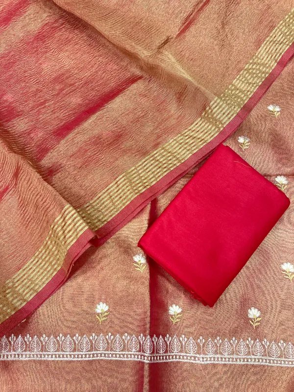 Light_Red_Tissue_Silk_Embroidery_Zari_Booti_With_Tissue_Crush_Dupatta_Banarasi_3_Pcs_Suit_Set_Skl_Te3