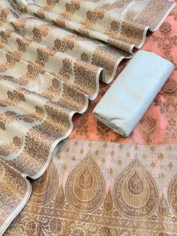 Peach_Cotton_Alfi_Zari_Jaal_Contrast_Blue_Border_Banarasi_Suit_55IM_CTN4