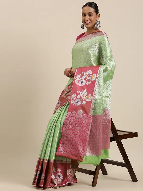 Green_Kanjeevaram_Banarasi_Sarees_For_Women_GEMA9
